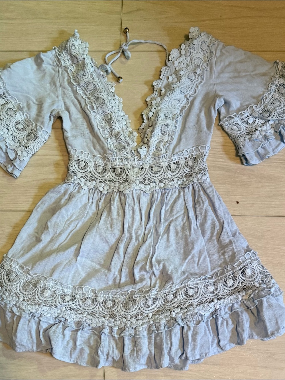 Women’s blue/purple Lace-Trim V-Neck Dress